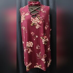 Soft & Sexy Mock-turtleneck burgendy sleeveless tunic by eye❤️candy sz 2X